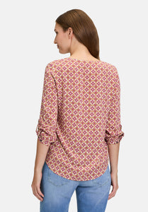 Cartoon | Casual-Bluse mit Muster | 4859 Rose/Camel