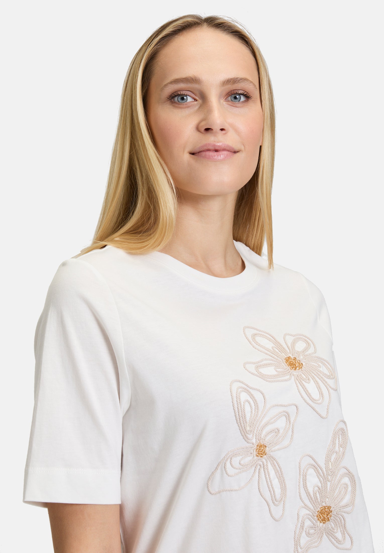 Cartoon | Baumwollshirt mit Rundhalsausschnitt | 1973 Patch Cream/Beige