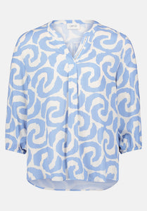 Cartoon | Blusenshirt mit Muster | 1881 Cream/Blue