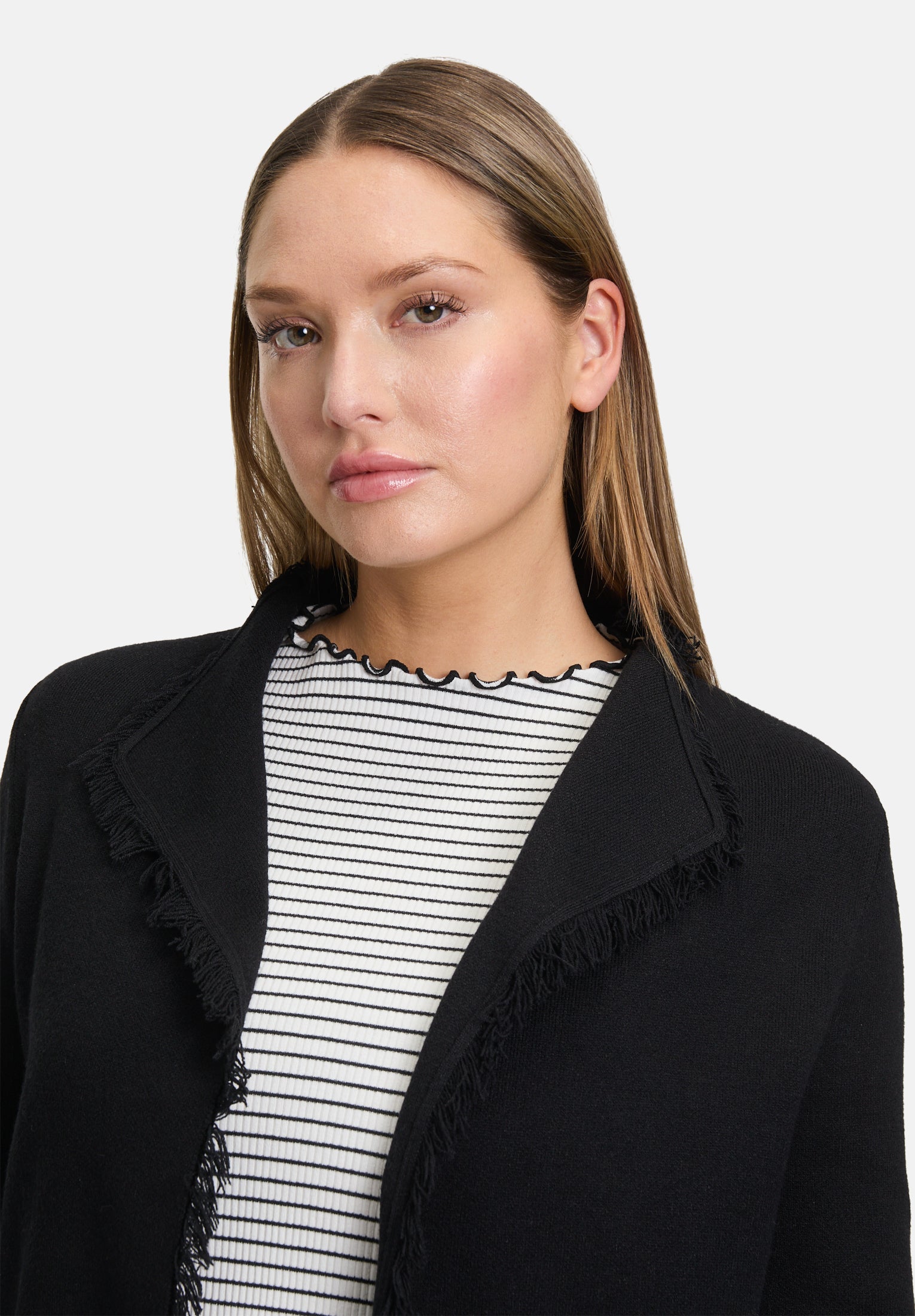 Cartoon | Casual-Strickjacke mit Fransen | 9045 Black