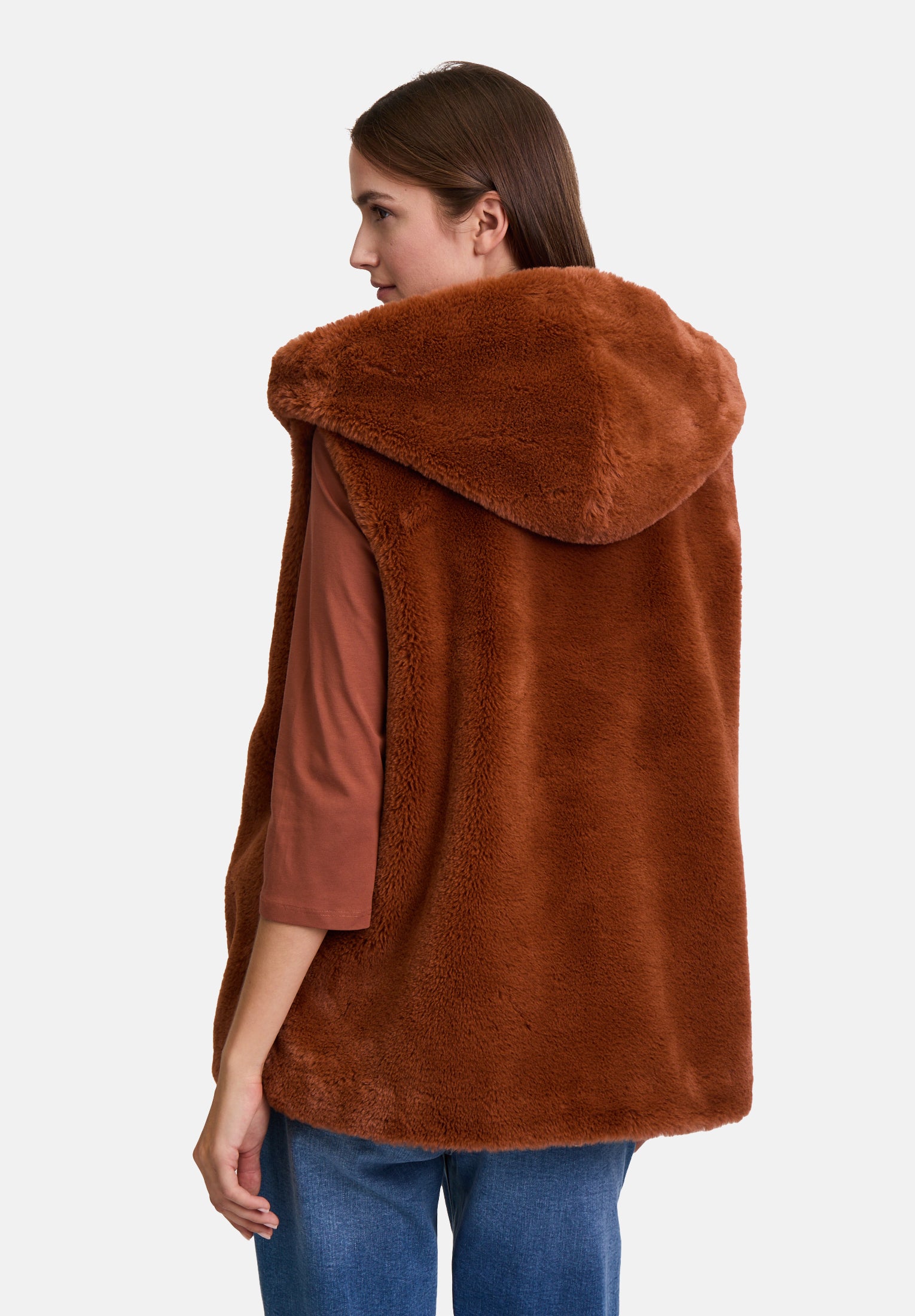 Cartoon | Fur ​​Vest with Hood | 7210 Brown Patina