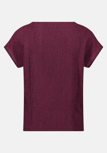 Cartoon | Strukturshirt kurzarm  | 4685 Dark Aubergine