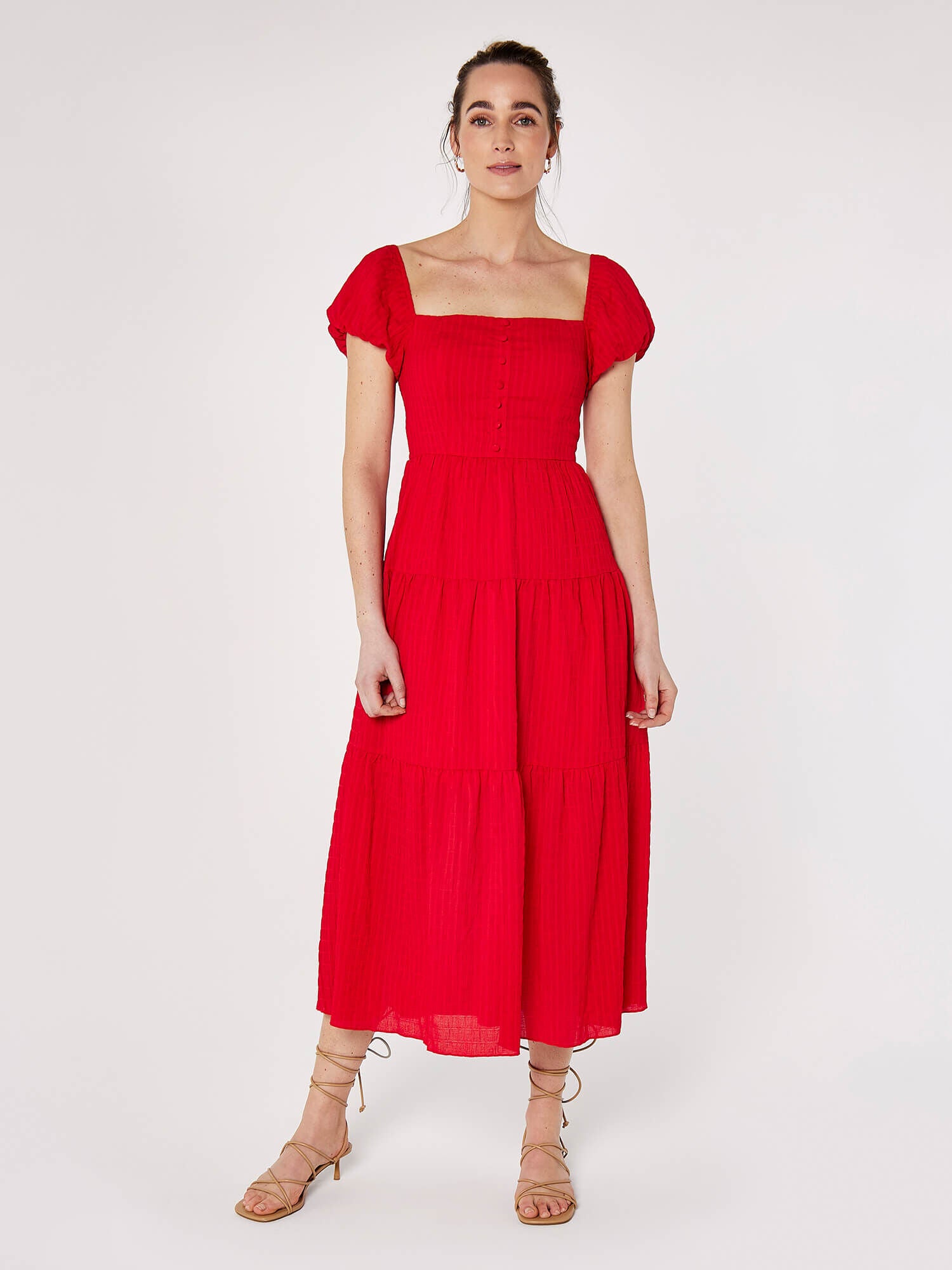 Apricot | Self Check Midi Dress  | 0 RED