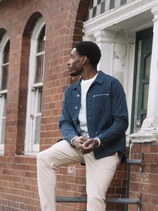 Mos Mosh | Mapham Stripe Jeansjacke | 447 Dark Blue