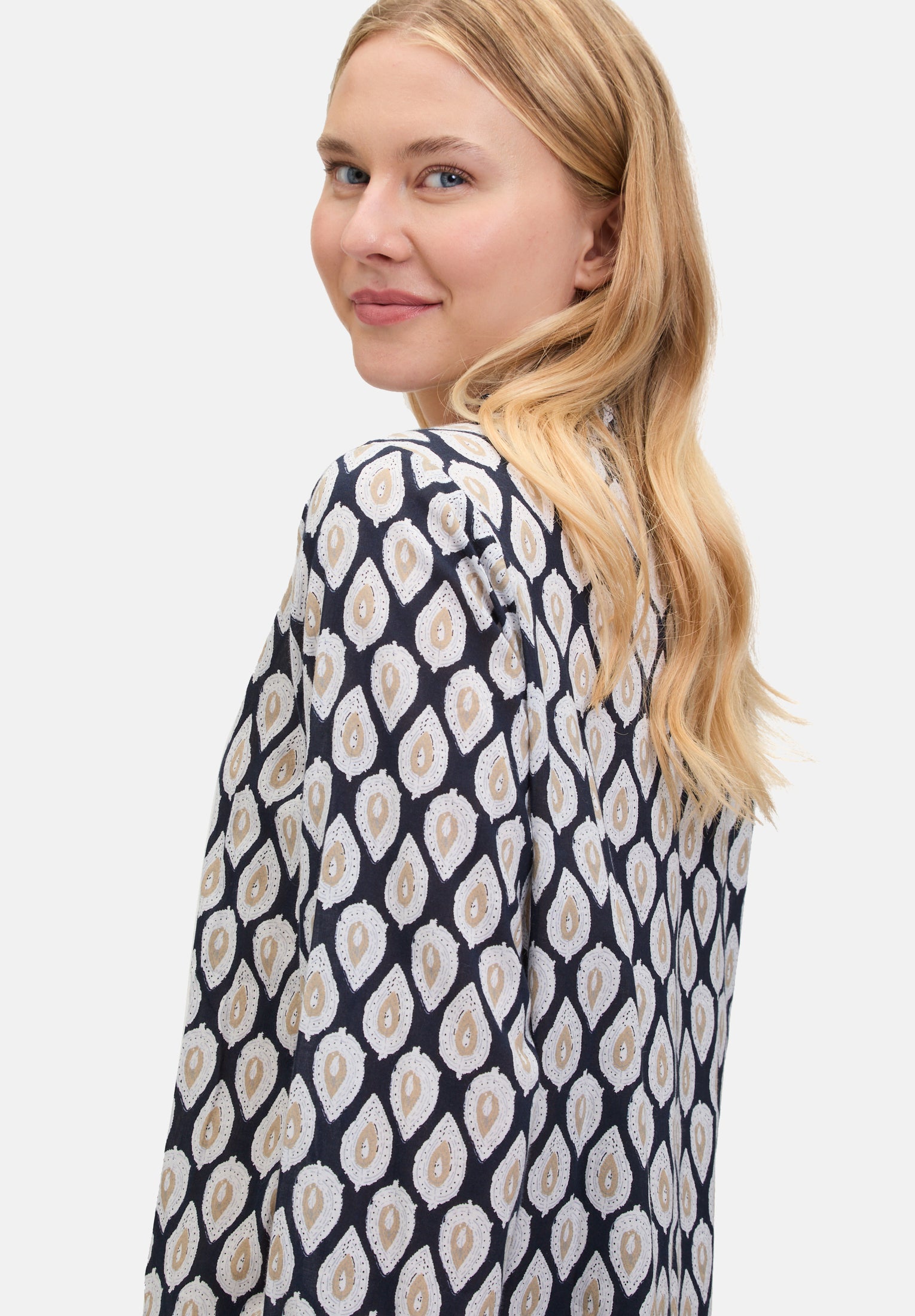 Cartoon | Casual-Bluse mit Raffung | 8817 Blue/Nature