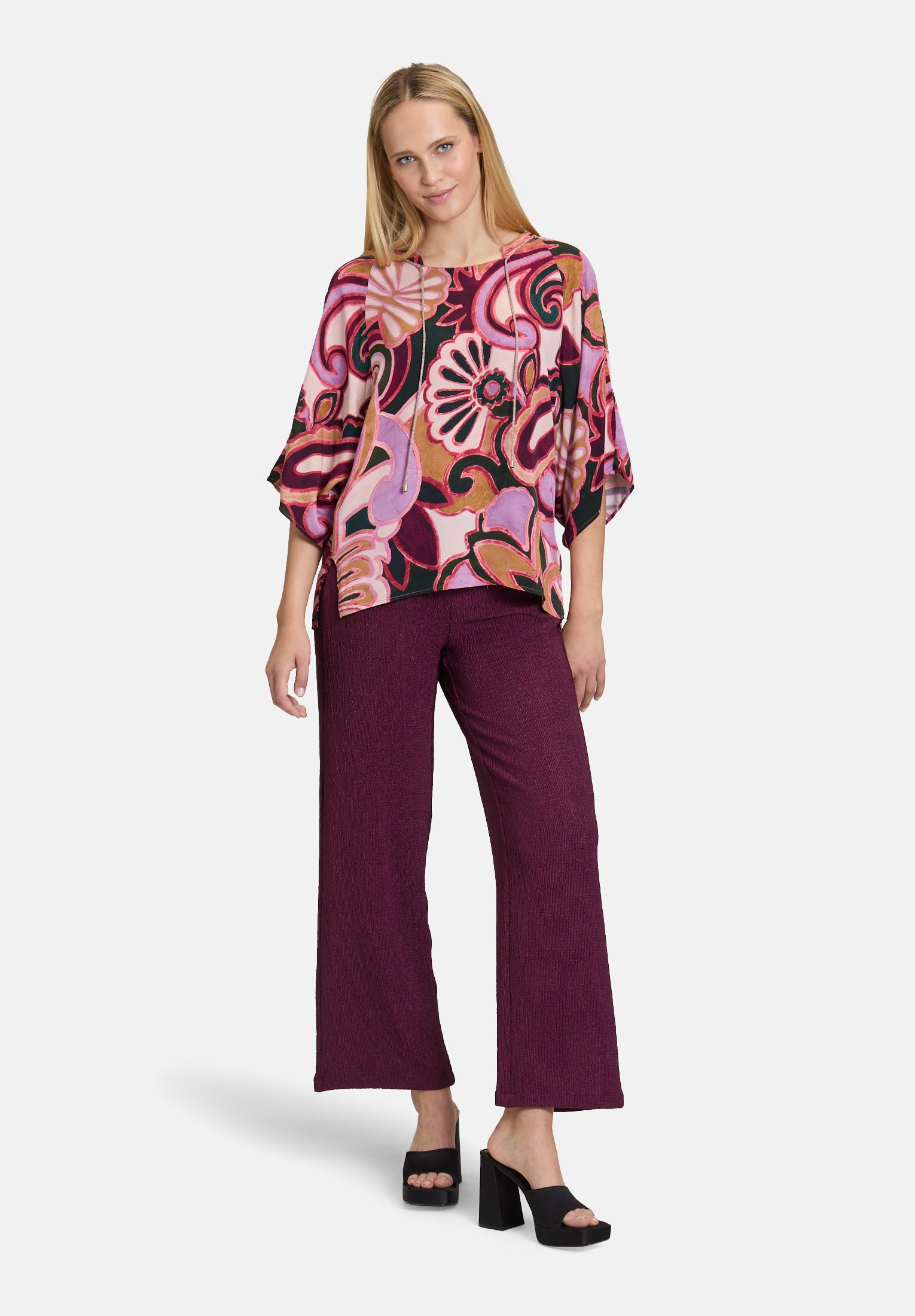 Cartoon |  Casual-Hose mit weitem Bein | 4685 Dark Aubergine