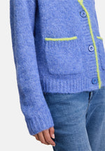 Load image into Gallery viewer, Cartoon | V-neck knitted cardigan | 8820 Blue/Yellow
