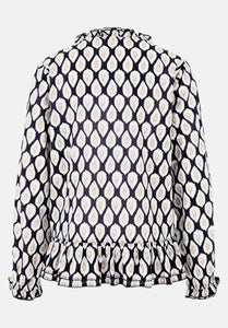Cartoon | Casual-Bluse mit Raffung | 8817 Blue/Nature