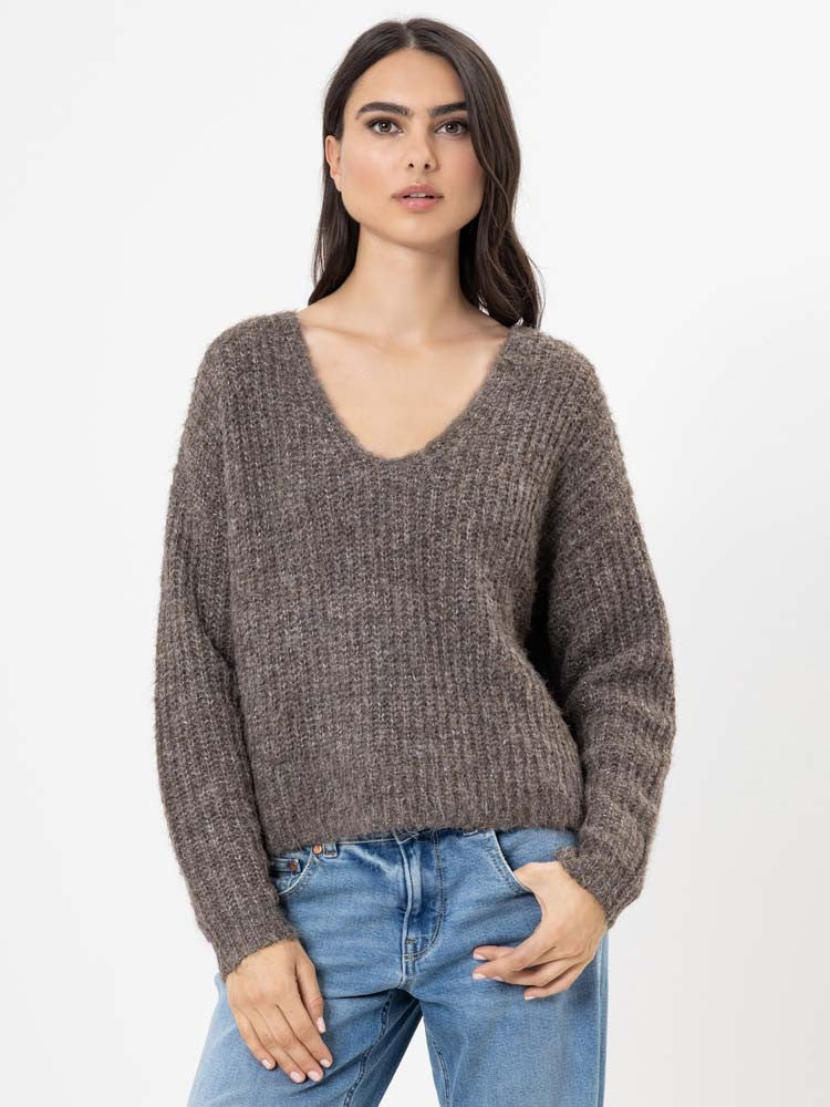 Herrlicher | Lini Strickpullover mit V-Ausschnitt | 370 saddle