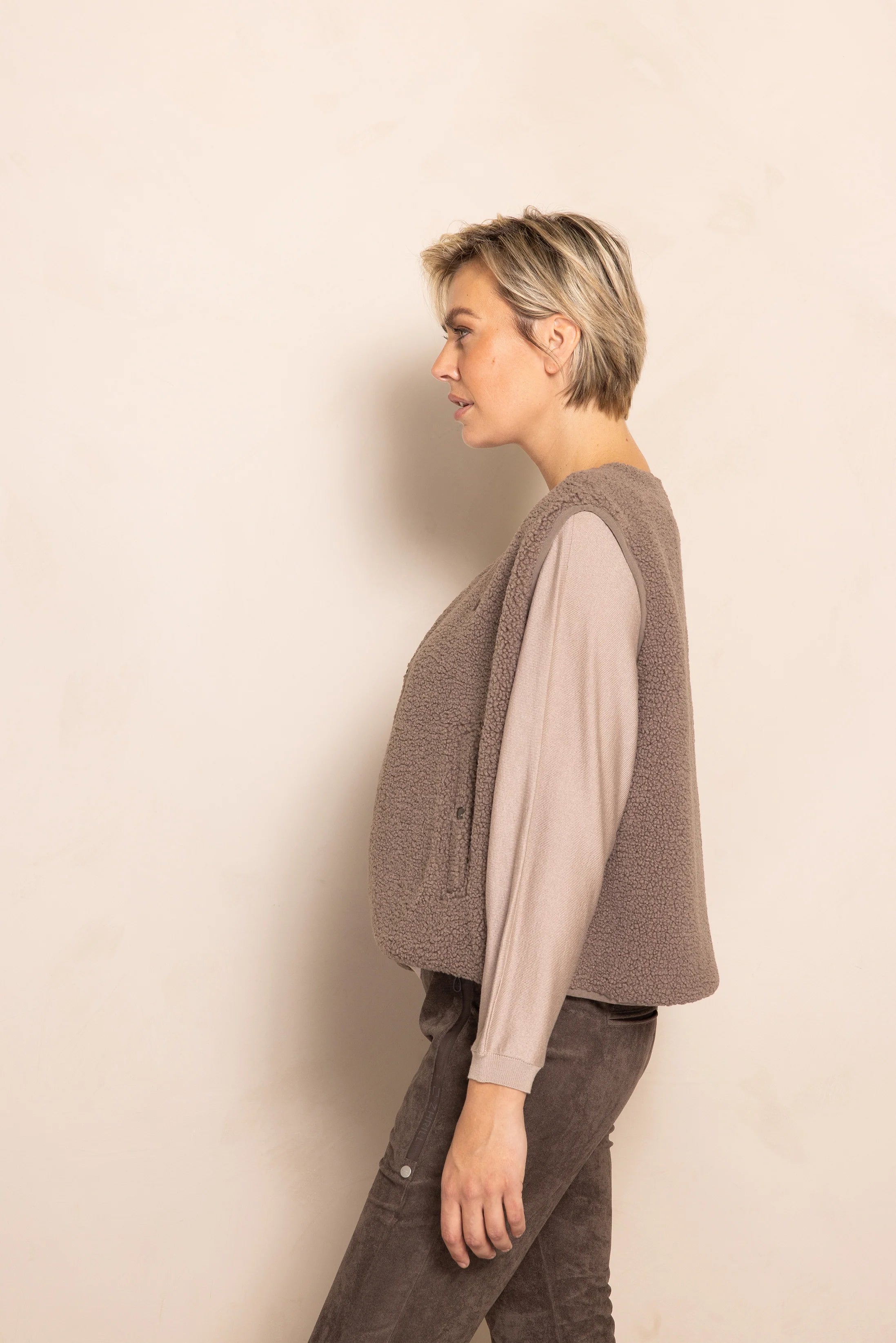 Zhrill | EREN Teddyfell Weste  | 264 Taupe