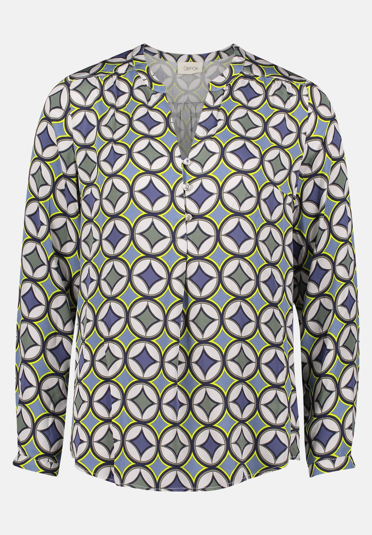 Cartoon | Casual-Bluse mit Knöpfen | 8850 Blue/Green