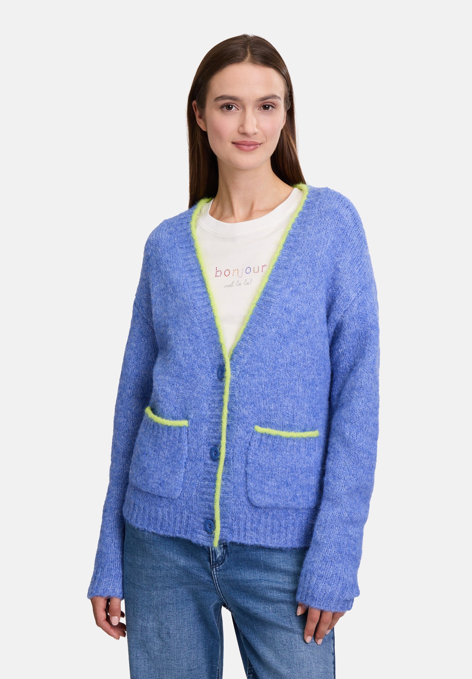 Cartoon | V-neck knitted cardigan | 8820 Blue/Yellow