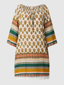 Apricot | Feather Border Crochet Dress | 0 KHA