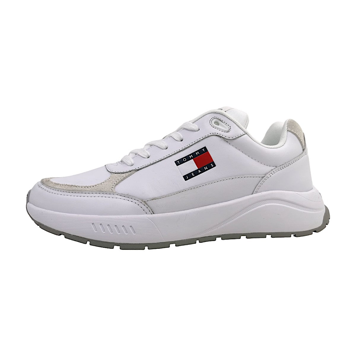 Tommy Jeans | Runner Full Leather Sneaker | YBR white