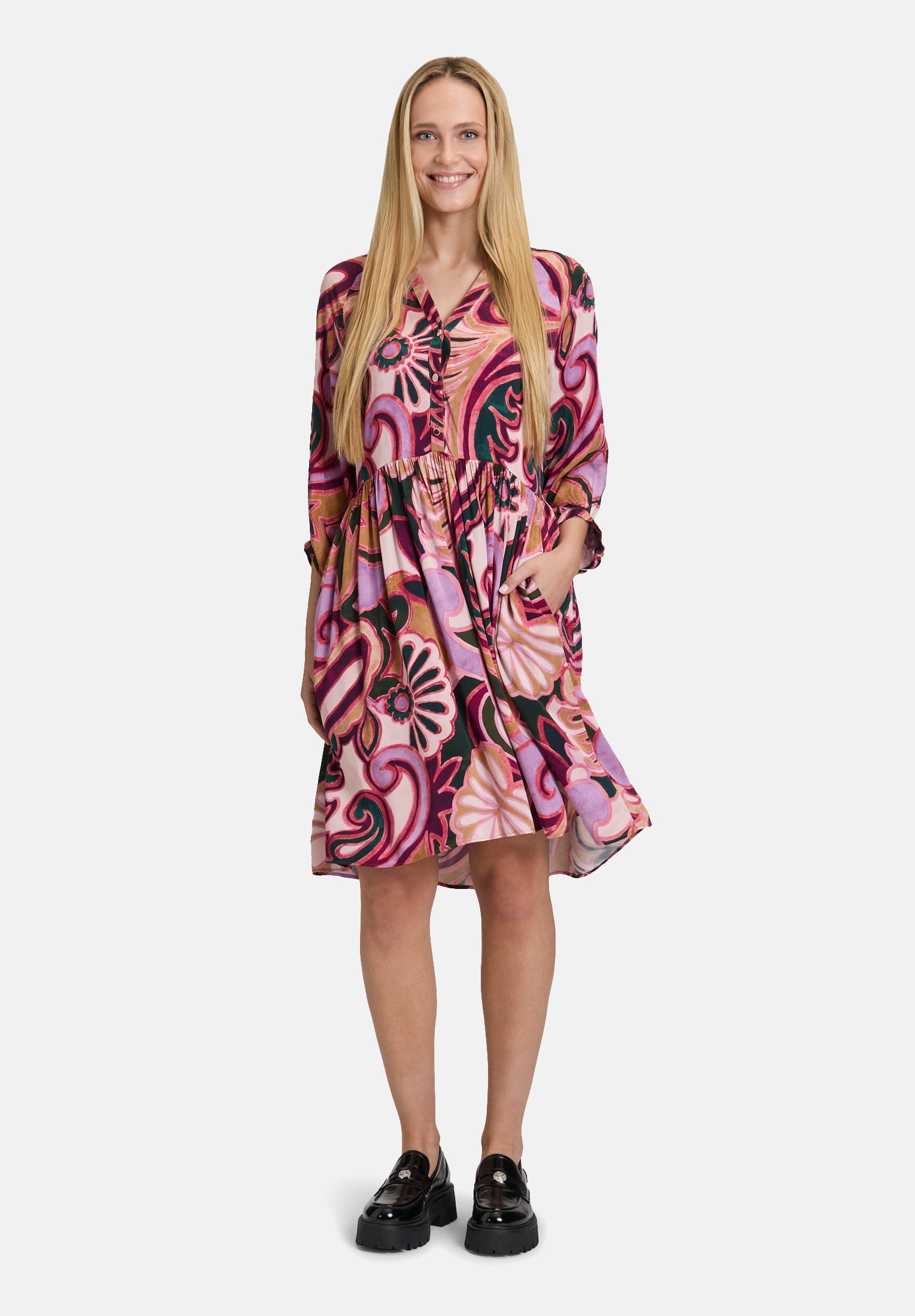 Cartoon | Blusenkleid mit Taschen | 6842 Purple/Rosé