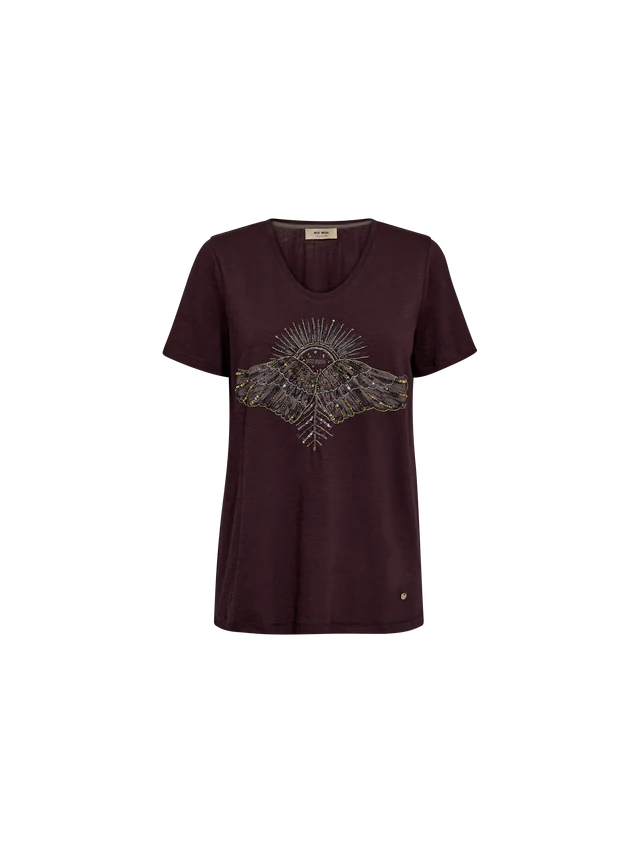 Mos Mosh | Nadine Deco T-shirt | 159 Fudge