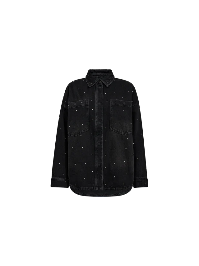 Mos Mosh | Emme Studs Jeans-Hemdbluse | 869 Dark Grey