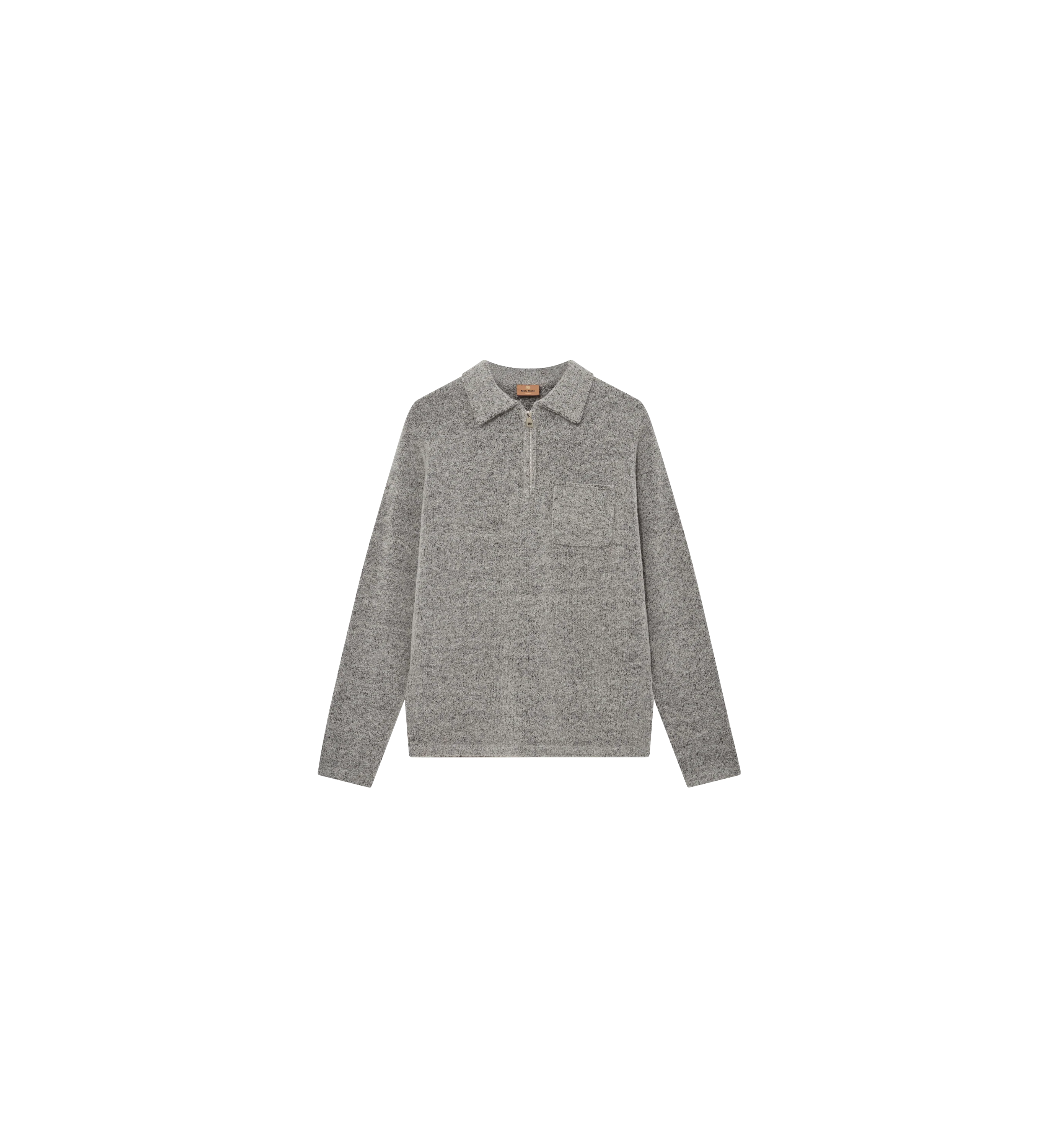 Mos Mosh | Ryan Soft Zip Polo Pullover | 855 Grey