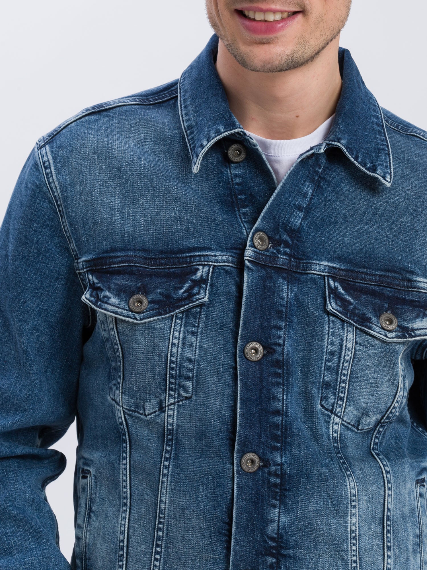 Cross | Regular Jeans Jacket | 017 MID BLUE USED