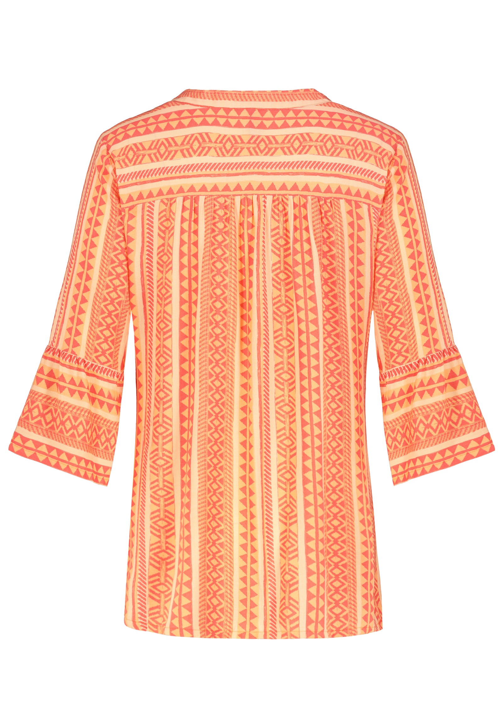 Authentic | 3/4 Bluse Allover Print | Ethno hot coral