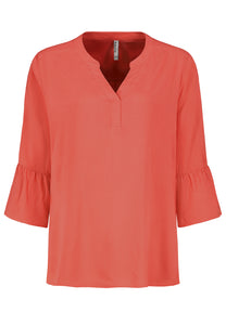 Authentic | 3/4 Bluse Basic | Dark coral