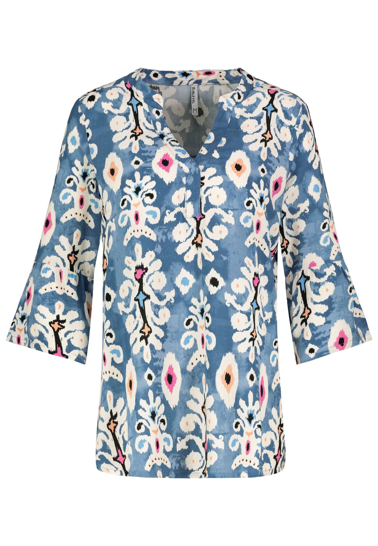 Authentic | 3/4 Bluse Allover Print | Ornamental blue