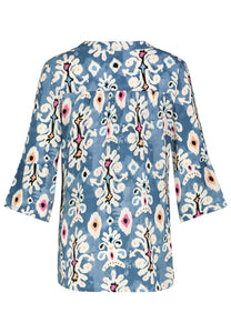 Authentic | 3/4 Bluse Allover Print | Ornamental blue