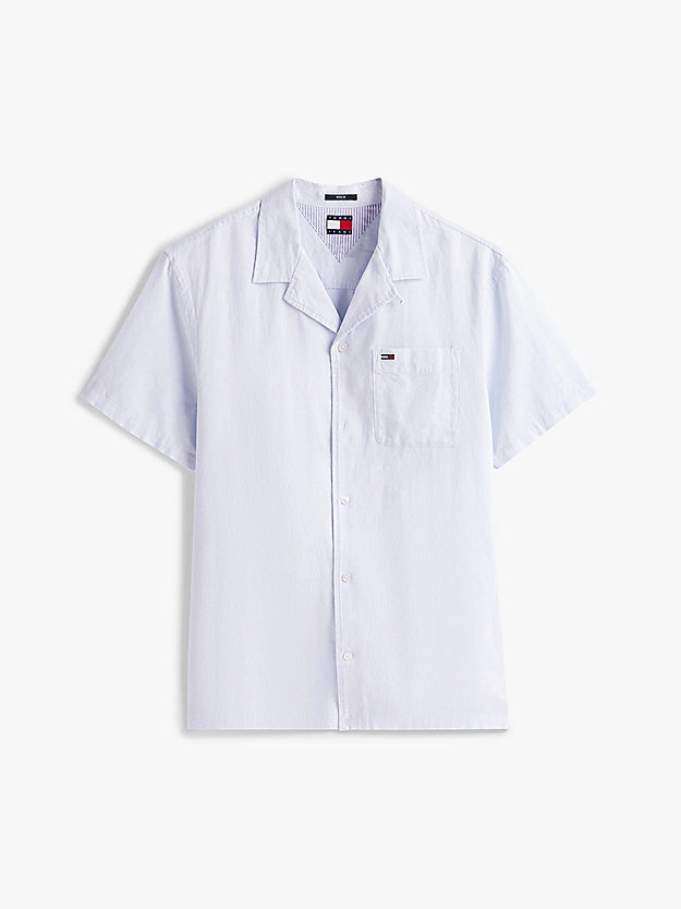 Tommy Jeans | Regular Fit Kurzarm-Hemd aus Leinenmix | C3Q Sweet Blue