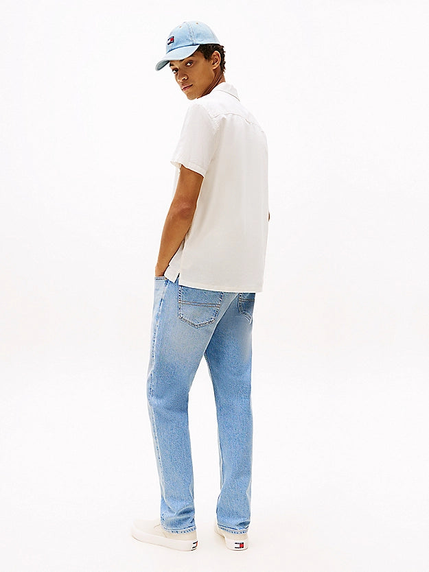 Tommy Jeans | Regular Fit Kurzarm-Hemd aus Leinenmix | YBL Ecru