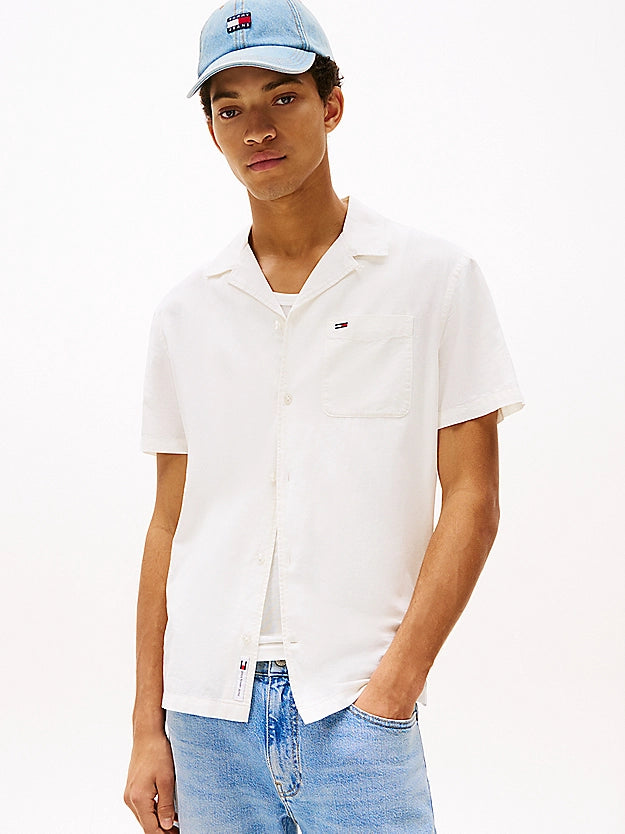 Tommy Jeans | Regular Fit Kurzarm-Hemd aus Leinenmix | YBL Ecru