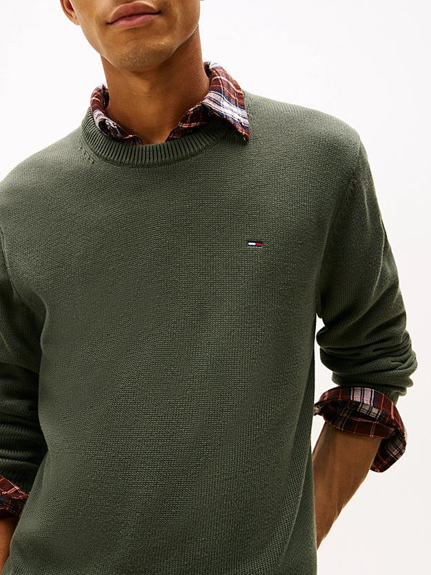 Tommy Jeans | Slim Fit Pullover mit Rundhalsausschnitt | MRH Green