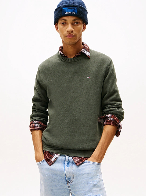 Tommy Jeans | Slim Fit Pullover mit Rundhalsausschnitt | MRH Green