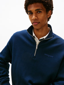 Tommy Jeans | Relaxed Fit Pullover mit Waffelstrick | C1G Night navy