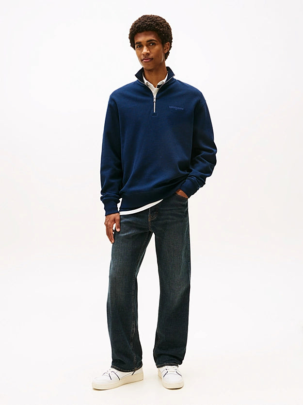 Tommy Jeans | Relaxed Fit Pullover mit Waffelstrick | C1G Night navy