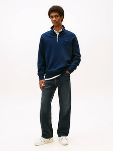 Tommy Jeans | Relaxed Fit Pullover mit Waffelstrick | C1G Night navy