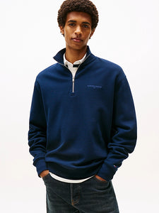 Tommy Jeans | Relaxed Fit Pullover mit Waffelstrick | C1G Night navy