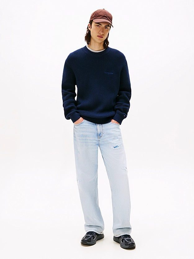 Tommy Jeans | Grobstrick-Pullover mit Logo-Stickerei | C1G Night navy