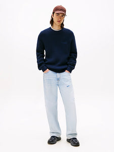 Tommy Jeans | Grobstrick-Pullover mit Logo-Stickerei | C1G Night navy