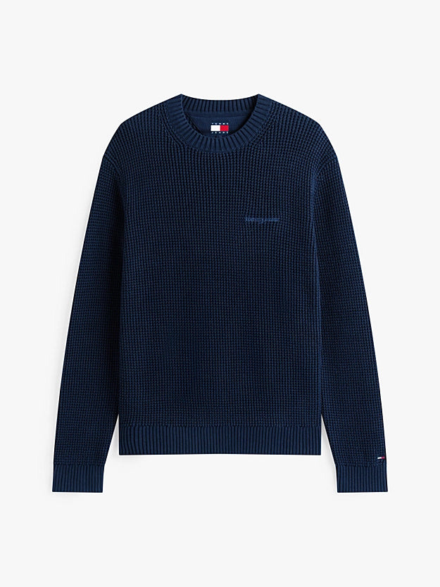 Tommy Jeans | Grobstrick-Pullover mit Logo-Stickerei | C1G Night navy
