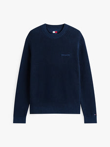 Tommy Jeans | Grobstrick-Pullover mit Logo-Stickerei | C1G Night navy