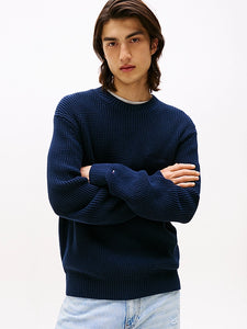 Tommy Jeans | Grobstrick-Pullover mit Logo-Stickerei | C1G Night navy