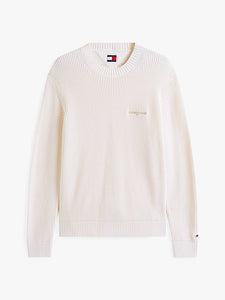 Tommy Jeans | Grobstrick-Pullover mit Logo-Stickerei | YBH White
