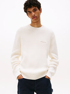 Tommy Jeans | Grobstrick-Pullover mit Logo-Stickerei | YBH White