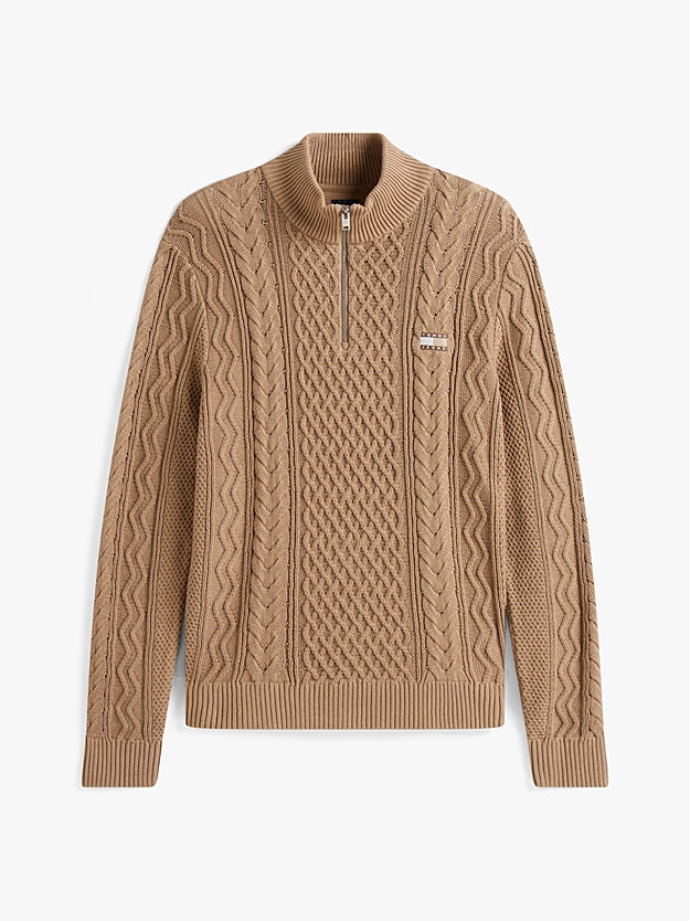 Tommy Jeans | Zopfstrick-Pullover Slim Fit  mit Reißverschluss | 0HD Coastal