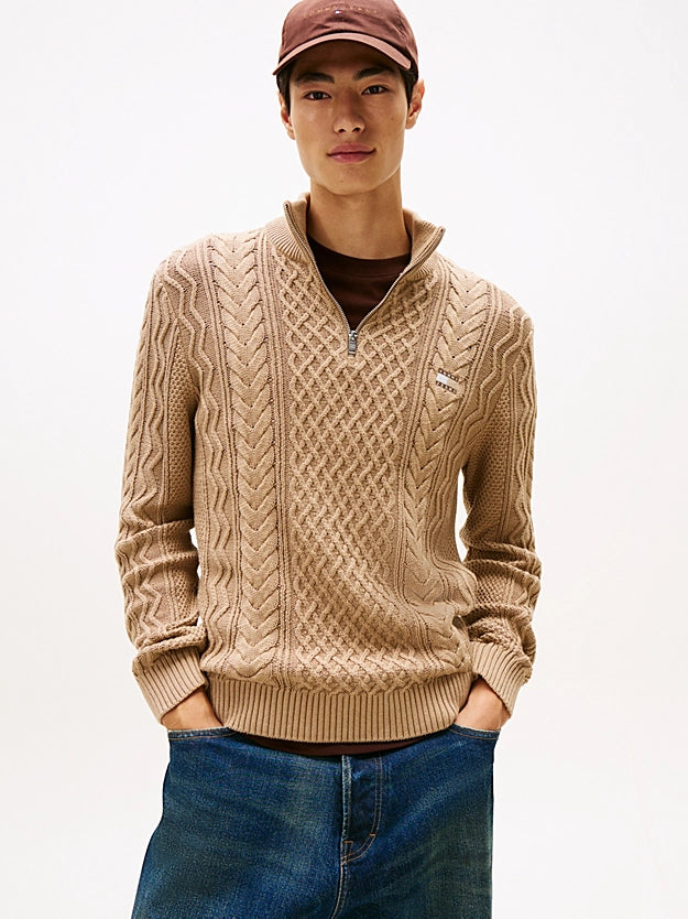 Tommy Jeans | Zopfstrick-Pullover Slim Fit  mit Reißverschluss | 0HD Coastal