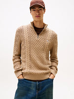 Lade das Bild in den Galerie-Viewer, Tommy Jeans | Zopfstrick-Pullover Slim Fit  mit Reißverschluss | 0HD Coastal
