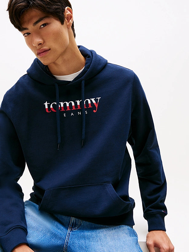 Tommy Jeans | Terry-Hoodie mit Logo und Tunnelzug | C1G Night navy