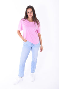 Kleinigkeit | T-Shirt "Lara Soft" V-Neck | 610 bubble pink