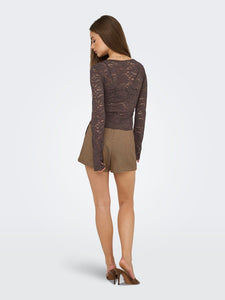 ONLY | NIKKA Spitzentop | Seal brown