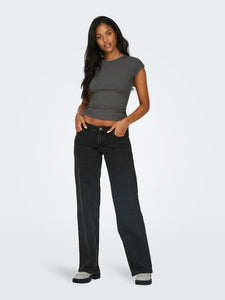 ONLY | JUICY WIDE LOW WAIST JEANS | WASHED BLACK